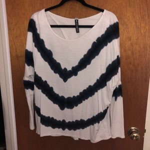 White and blue tie dye long sleeve shirt